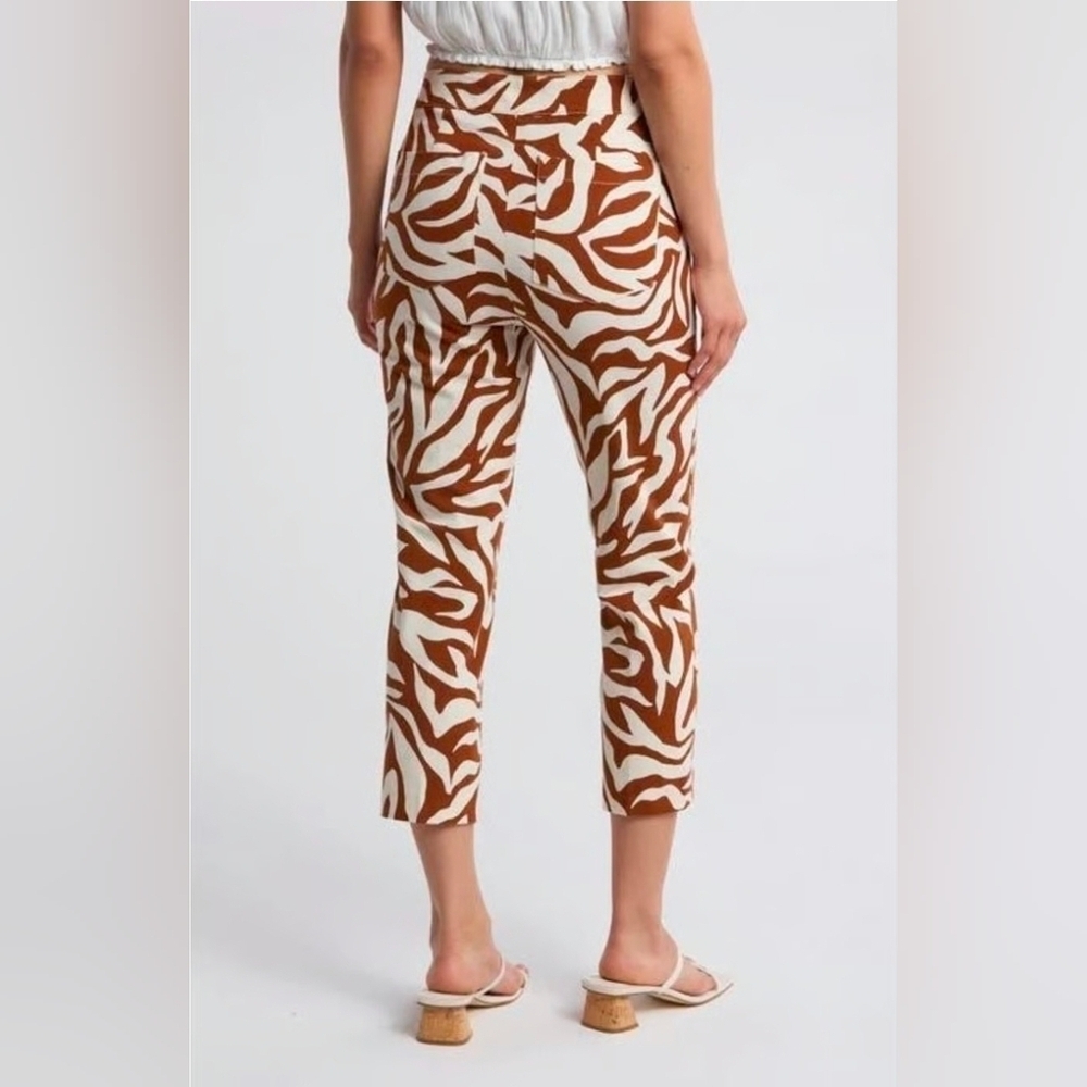 SPANX Brown and White Cropped Ankle Pants